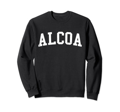 Alcoa Tn Distressed White Varsity Sweatshirt - Graphic Print for Adults - T-Shirt, Sweatshirt, Hoodie