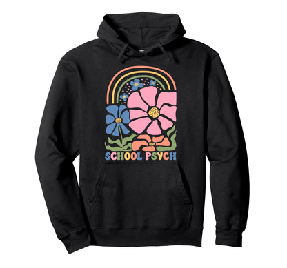 Boho Floral School Psych Teacher Hoodie - Aesthetic Graphic for Adults - T-Shirt, Sweatshirt, Hoodie