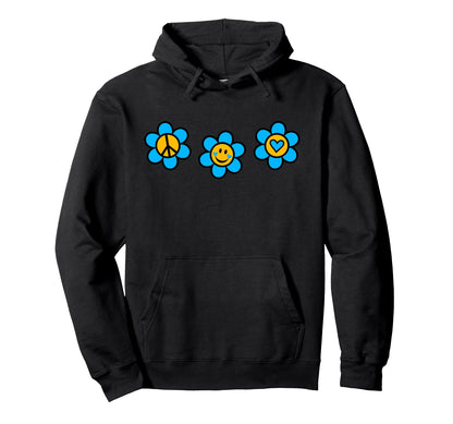 Ukraine Love Peace Sign Hope Smile Flower Hoodie - Graphic Print Men Women - T-Shirt, Sweatshirt, Hoodie