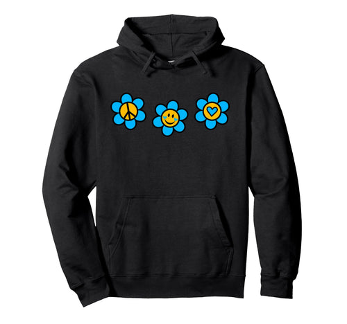 Ukraine Love Peace Sign Hope Smile Flower Hoodie - Graphic Print Men Women - T-Shirt, Sweatshirt, Hoodie