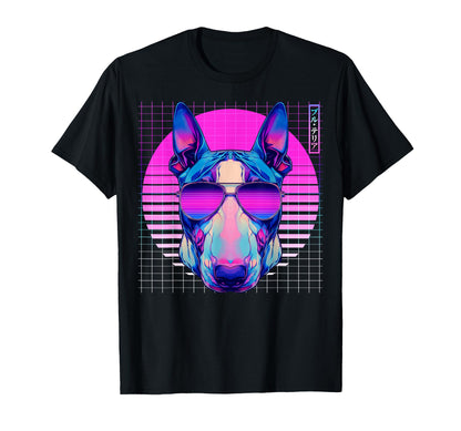 Bull Terrier Sunglasses Dog Vaporwave T-Shirt - Trendy Graphic Men Women - T-Shirt, Sweatshirt, Hoodie