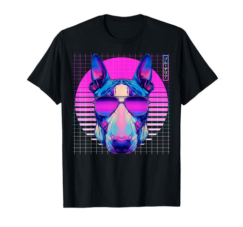 Bull Terrier Sunglasses Dog Vaporwave T-Shirt - Trendy Graphic Men Women - T-Shirt, Sweatshirt, Hoodie
