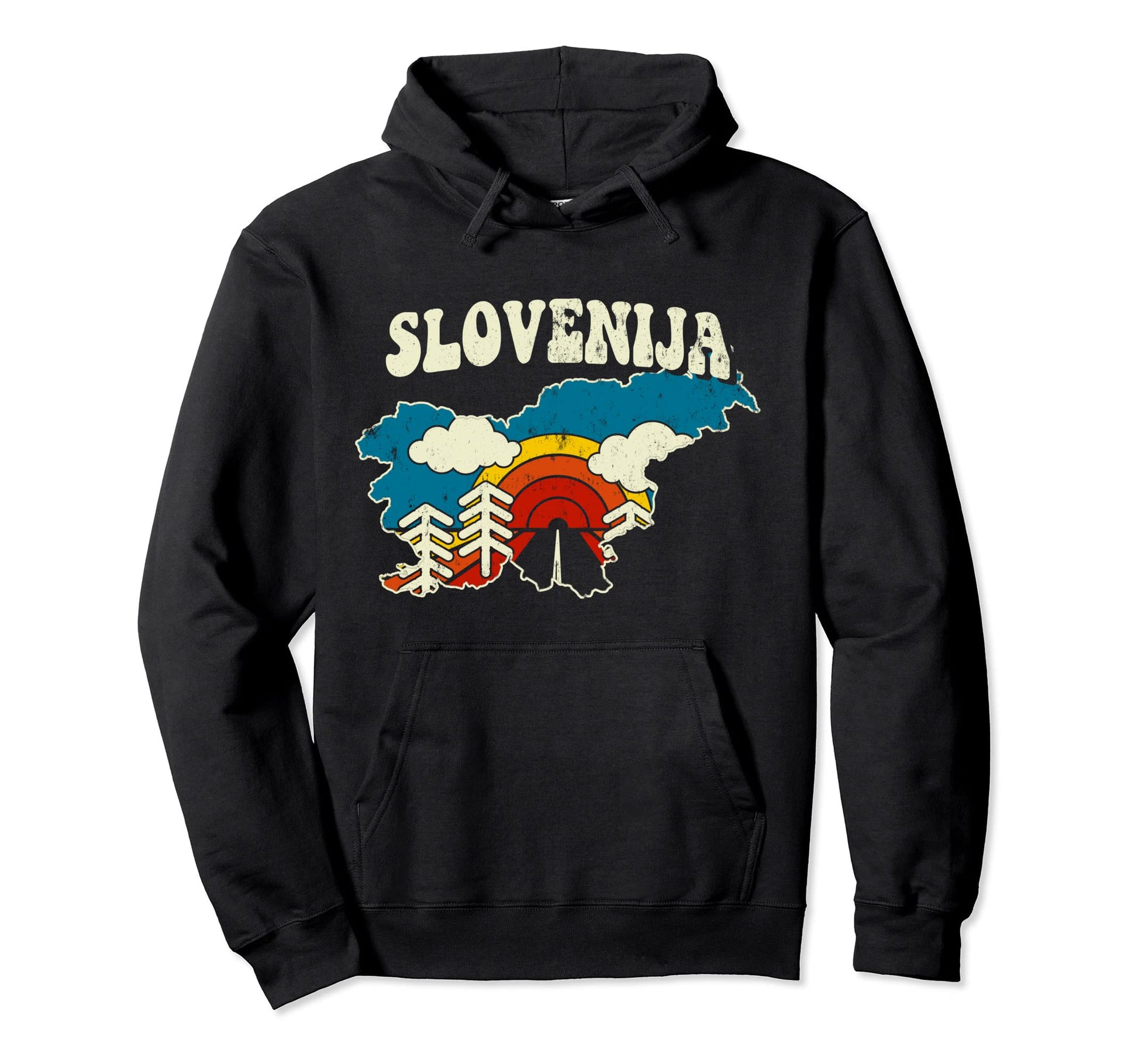 Slovenia Slovenian Country Rainbow 70S Hoodie - Aesthetic Graphic Unisex - T-Shirt, Sweatshirt, Hoodie