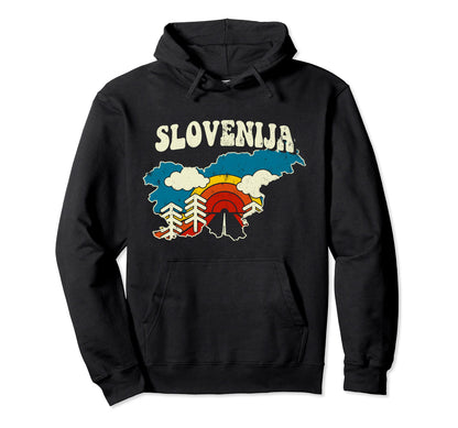 Slovenia Slovenian Country Rainbow 70S Hoodie - Aesthetic Graphic Unisex - T-Shirt, Sweatshirt, Hoodie