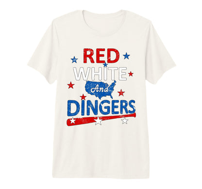 Red White And Dingers American Flag T-Shirt - Unique Graphic for Adults - T-Shirt, Sweatshirt, Hoodie