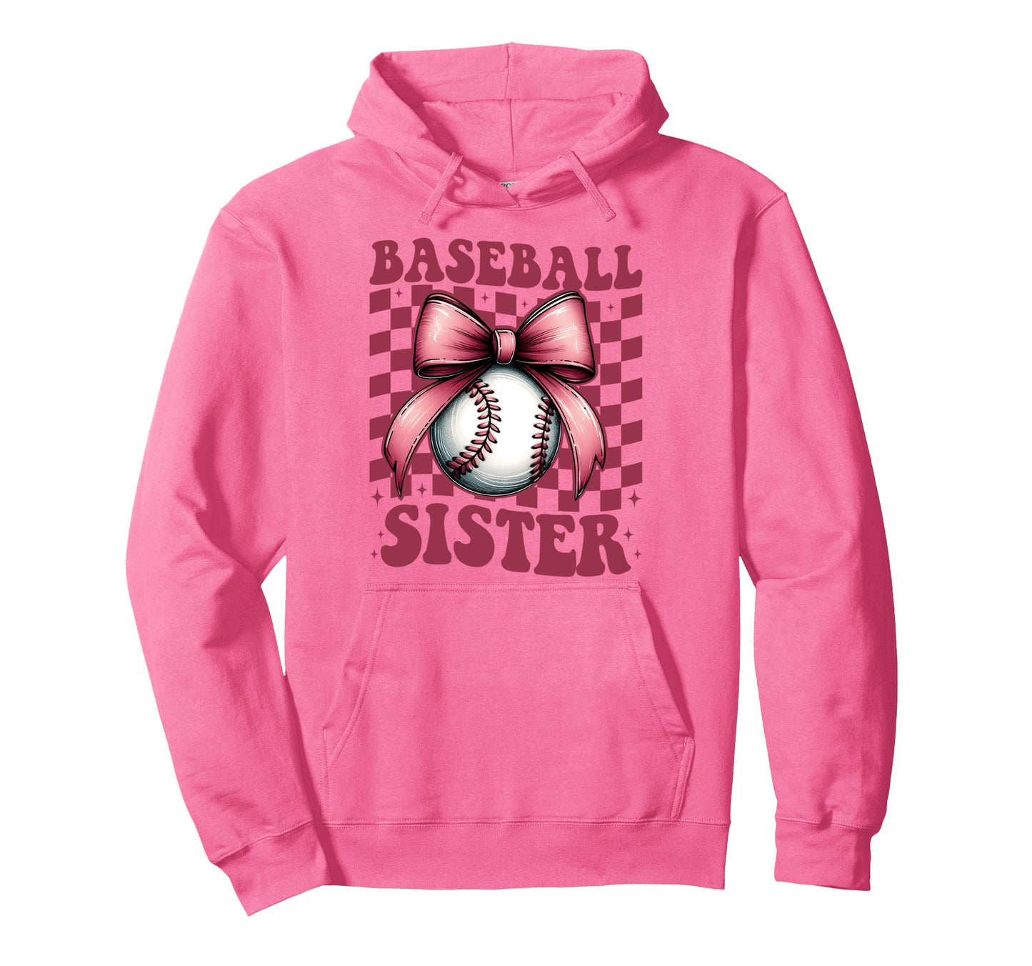 Baseball Sister Baseball Coquette Bow Hoodie - Trendy Graphic Men Women - T-Shirt, Sweatshirt, Hoodie
