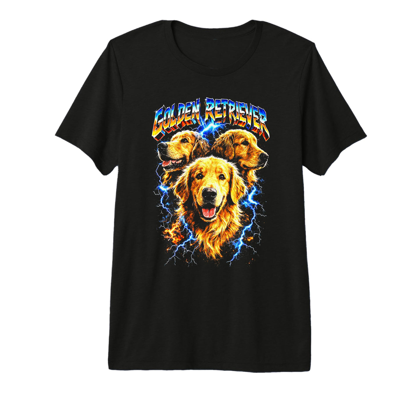 Golden Retriever Heavy Metal Rocker T-Shirt - Novelty Apparel for Adults - T-Shirt, Sweatshirt, Hoodie