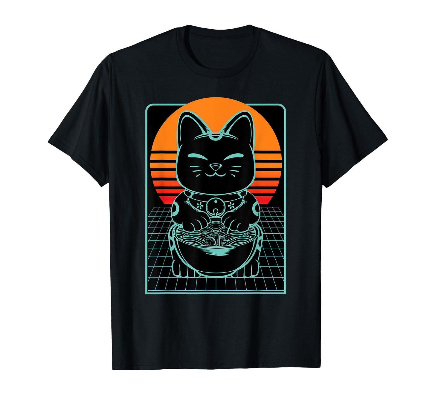 Cat Ramen Neko Vaporwave Aesthetic Kawaii T-Shirt - Minimalist Print Unisex - T-Shirt, Sweatshirt, Hoodie