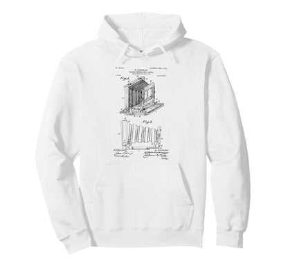 Box Camera Patent Blueprint Photography Hoodie - Unique Graphic for Adults - T-Shirt, Sweatshirt, Hoodie
