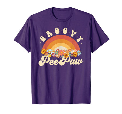 Groovy Peepaw Rainbow Colorful Flowers T-Shirt - Graphic Print Unisex - T-Shirt, Sweatshirt, Hoodie