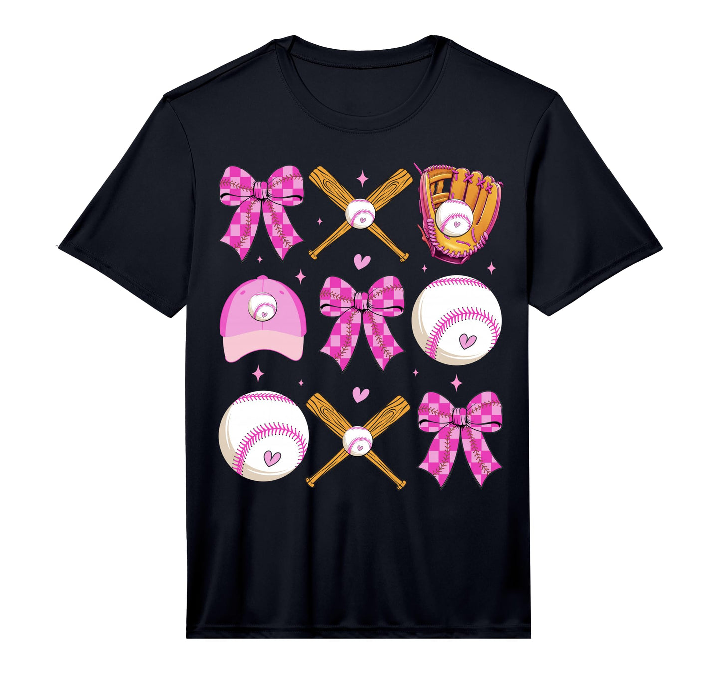 Checkered Mama Bow Baseball Mom Game T-Shirt - Fun Novelty Design Unisex - T-Shirt, Sweatshirt, Hoodie