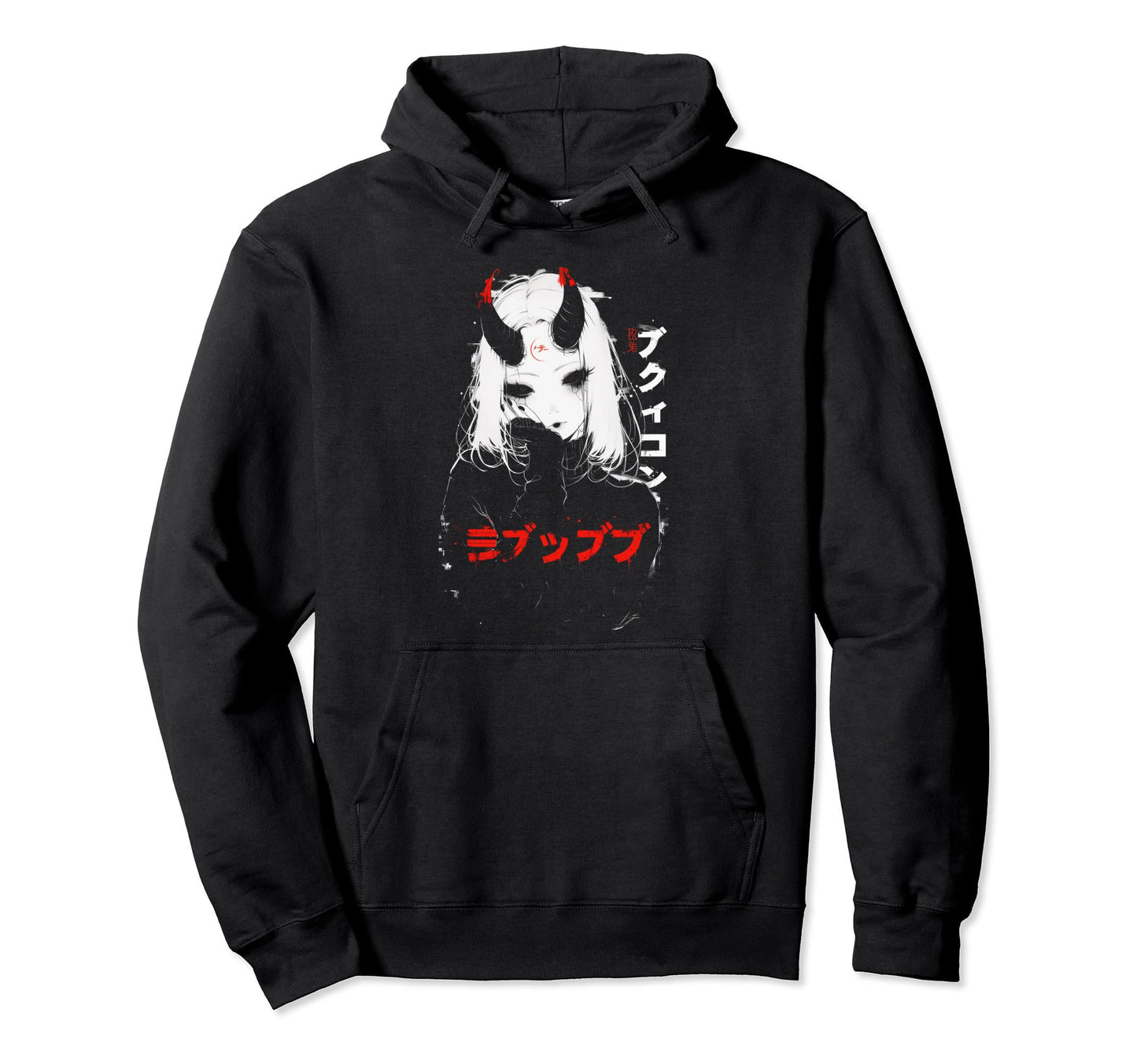 Anime Goth Grunge Demon Waifu Horror Alt Hoodie - Unique Graphic Unisex - T-Shirt, Sweatshirt, Hoodie