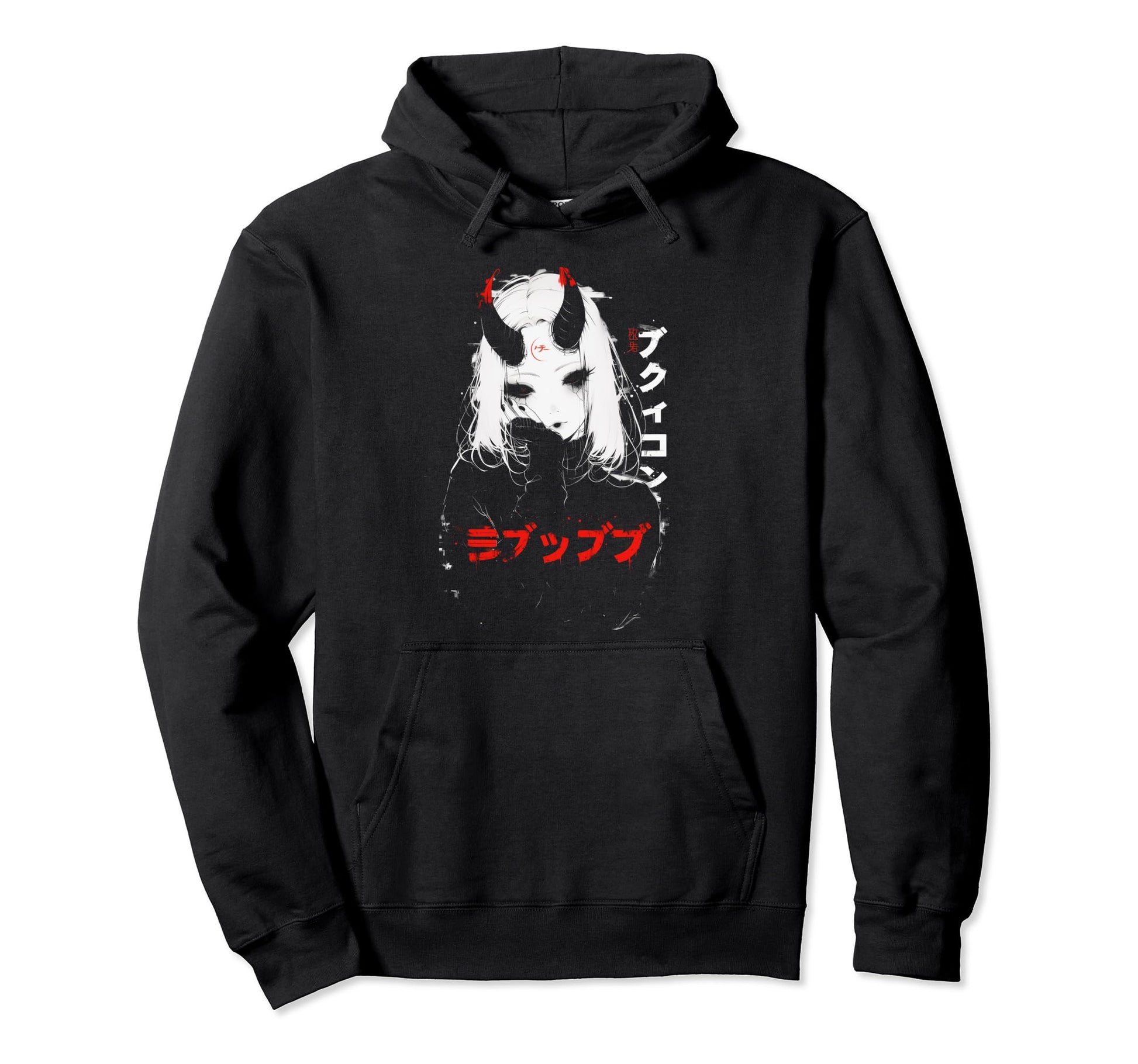 Anime Goth Grunge Demon Waifu Horror Alt Hoodie - Unique Graphic Unisex - T-Shirt, Sweatshirt, Hoodie
