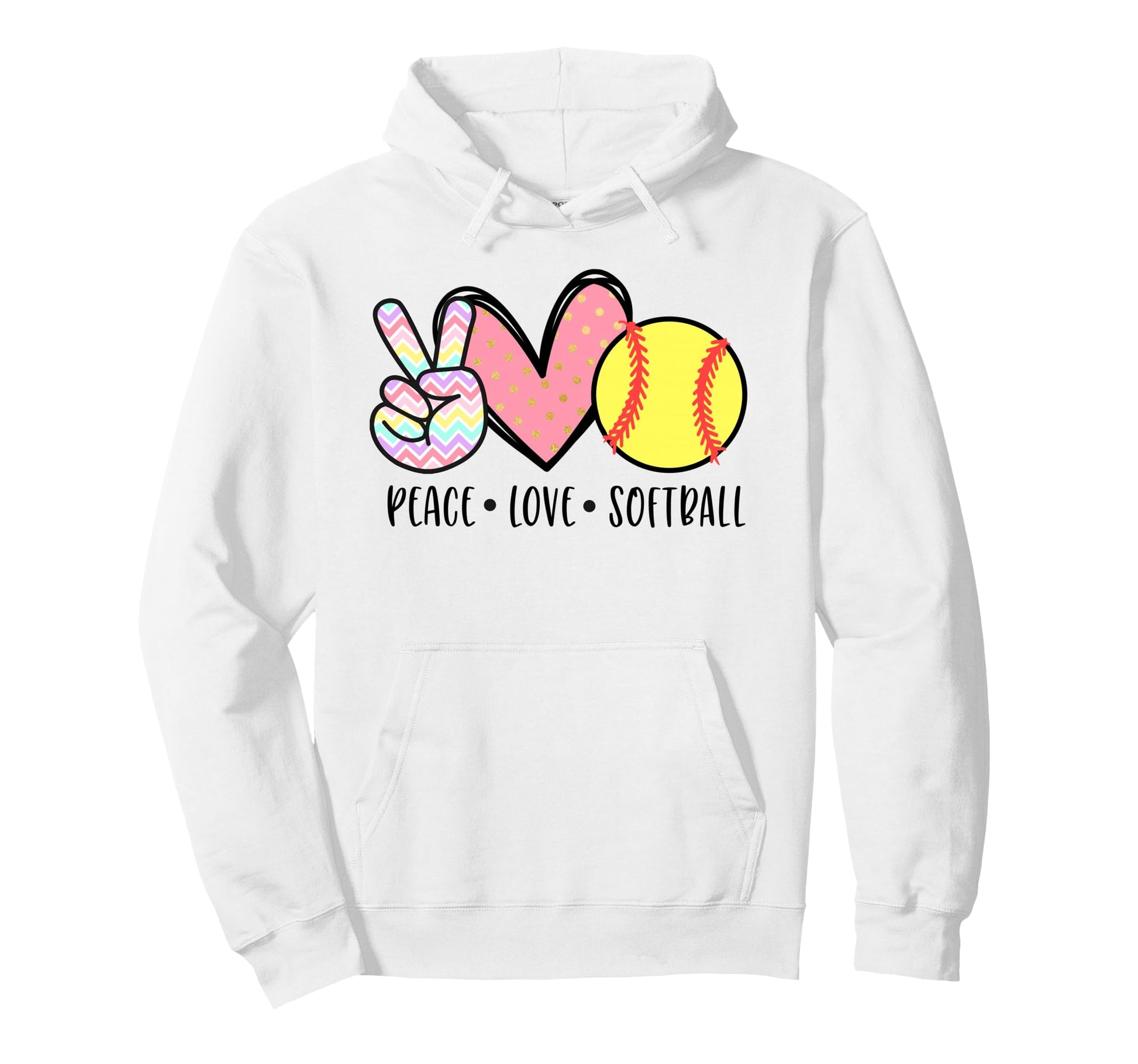 Peace Love Softball Mom Pastel Teen Hoodie - Aesthetic Graphic Unisex - T-Shirt, Sweatshirt, Hoodie