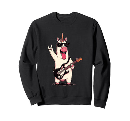 Unicorn Guitar Player Funny Sweatshirt - Casual Everyday Wear for Adults - T-Shirt, Sweatshirt, Hoodie