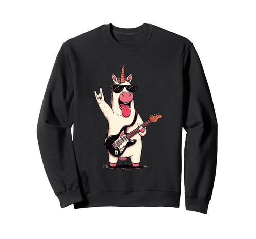Unicorn Guitar Player Funny Sweatshirt - Casual Everyday Wear for Adults - T-Shirt, Sweatshirt, Hoodie