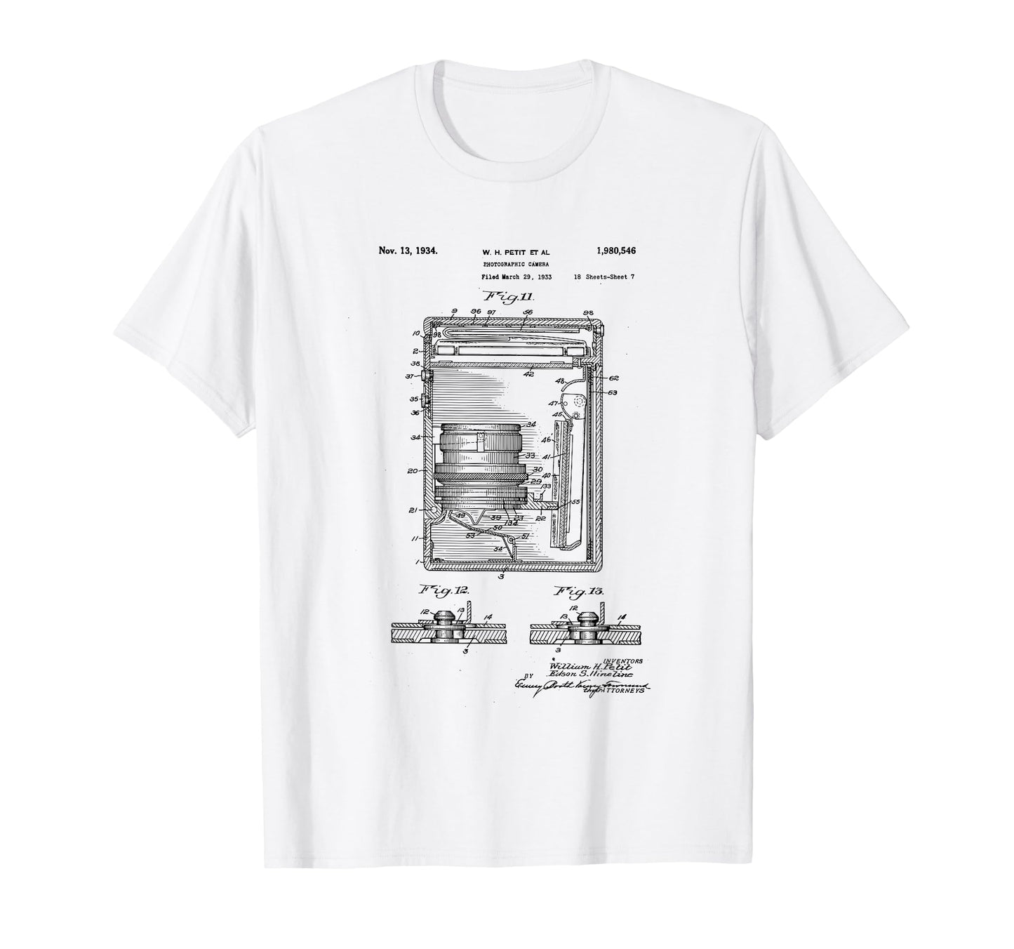 Camera Photographic Patent 1934 T-Shirt - Streetwear Style for Adults - T-Shirt, Sweatshirt, Hoodie
