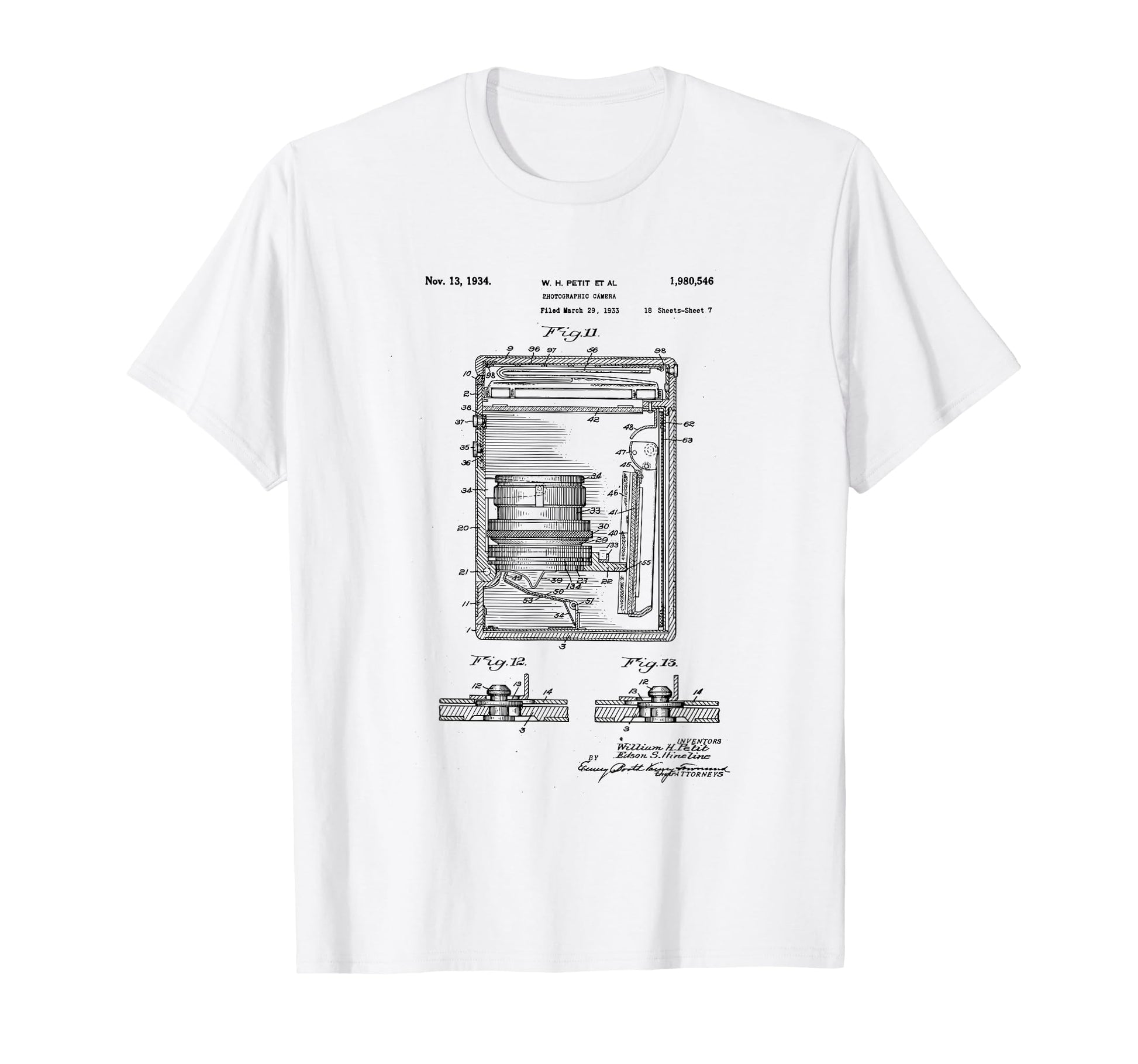 Camera Photographic Patent 1934 T-Shirt - Streetwear Style for Adults - T-Shirt, Sweatshirt, Hoodie