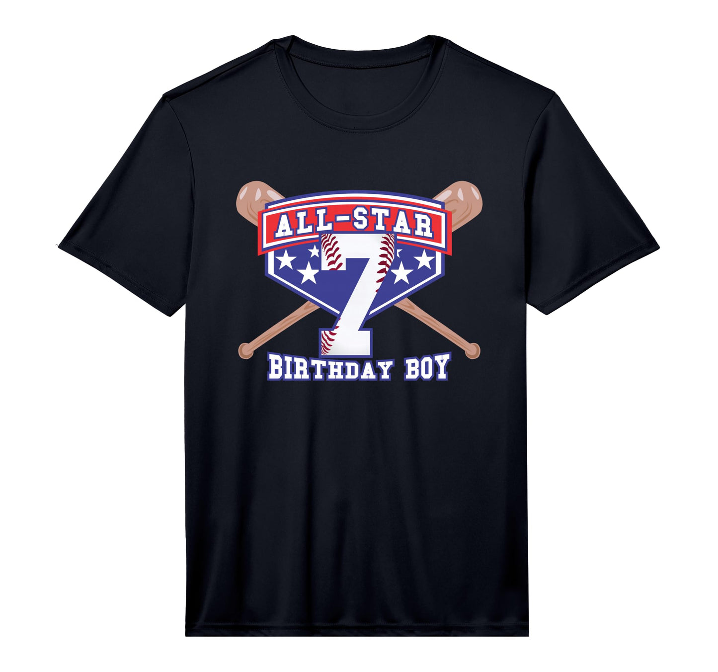 All Star Baseball 7 Year Old T-Shirt - Minimalist Print for Adults - T-Shirt, Sweatshirt, Hoodie