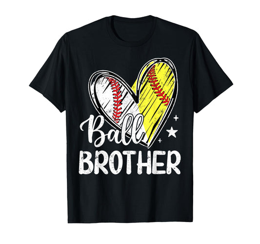 Ball Brother Ball Heart Baseball T-Shirt - Custom Art Print for Adults - T-Shirt, Sweatshirt, Hoodie
