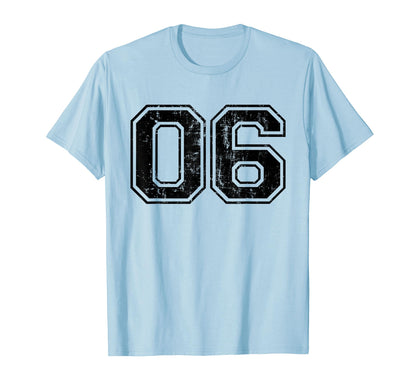 Number 06 Six Varsity Distressed Sport T-Shirt - Novelty Apparel Unisex - T-Shirt, Sweatshirt, Hoodie