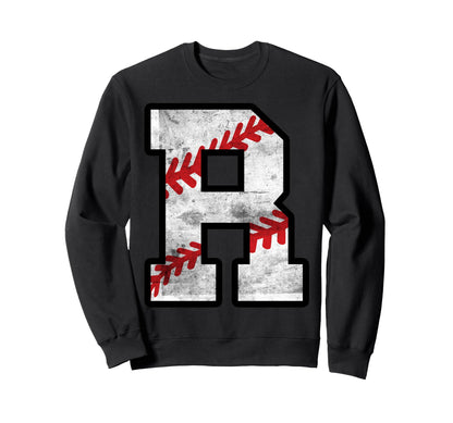 Distressed Baseball Letter R Sweatshirt - Casual Everyday Wear for Adults - T-Shirt, Sweatshirt, Hoodie