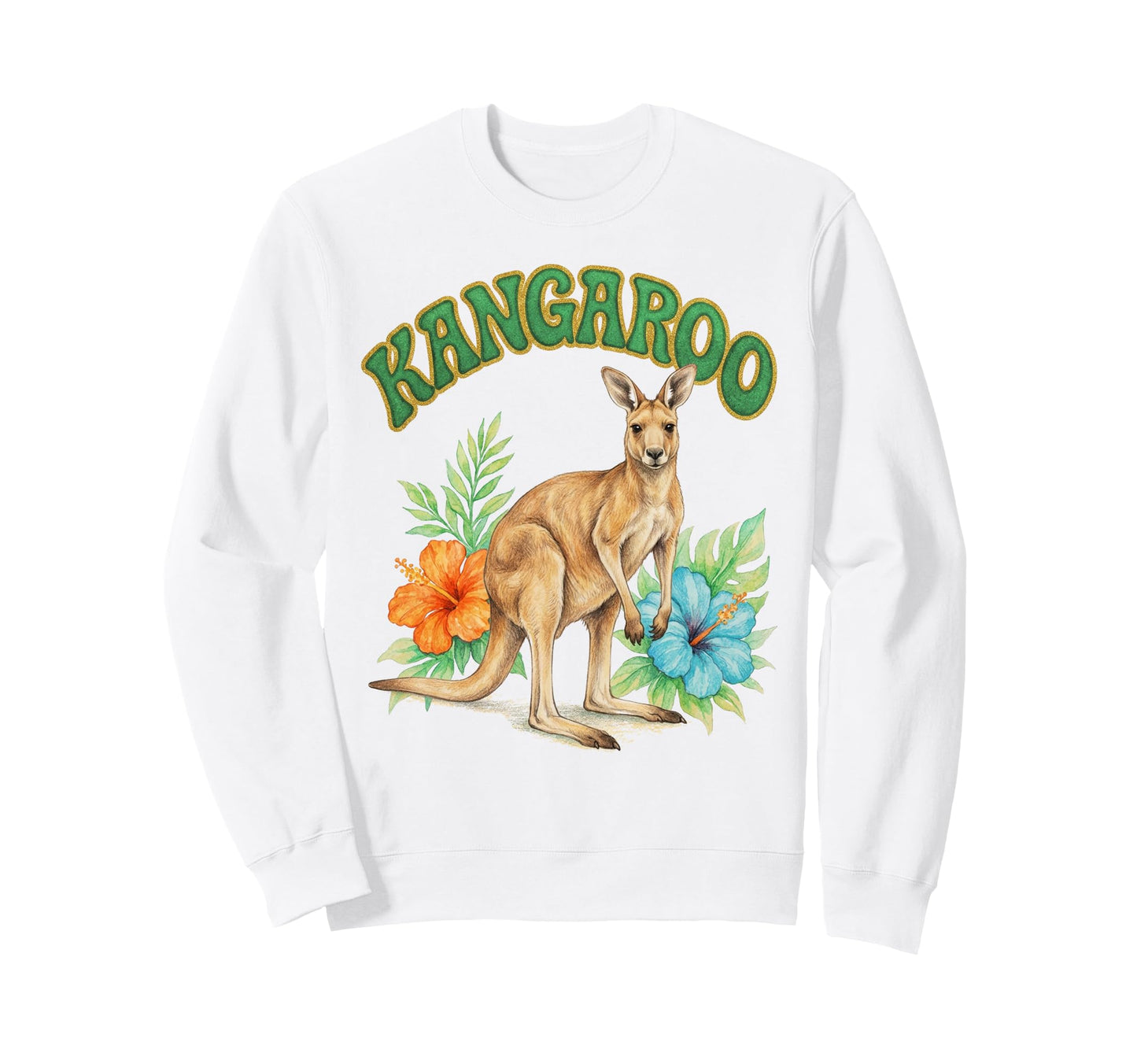 Kangaroo Groovy Floral Kangaroo Sweatshirt - Graphic Print Men Women - T-Shirt, Sweatshirt, Hoodie