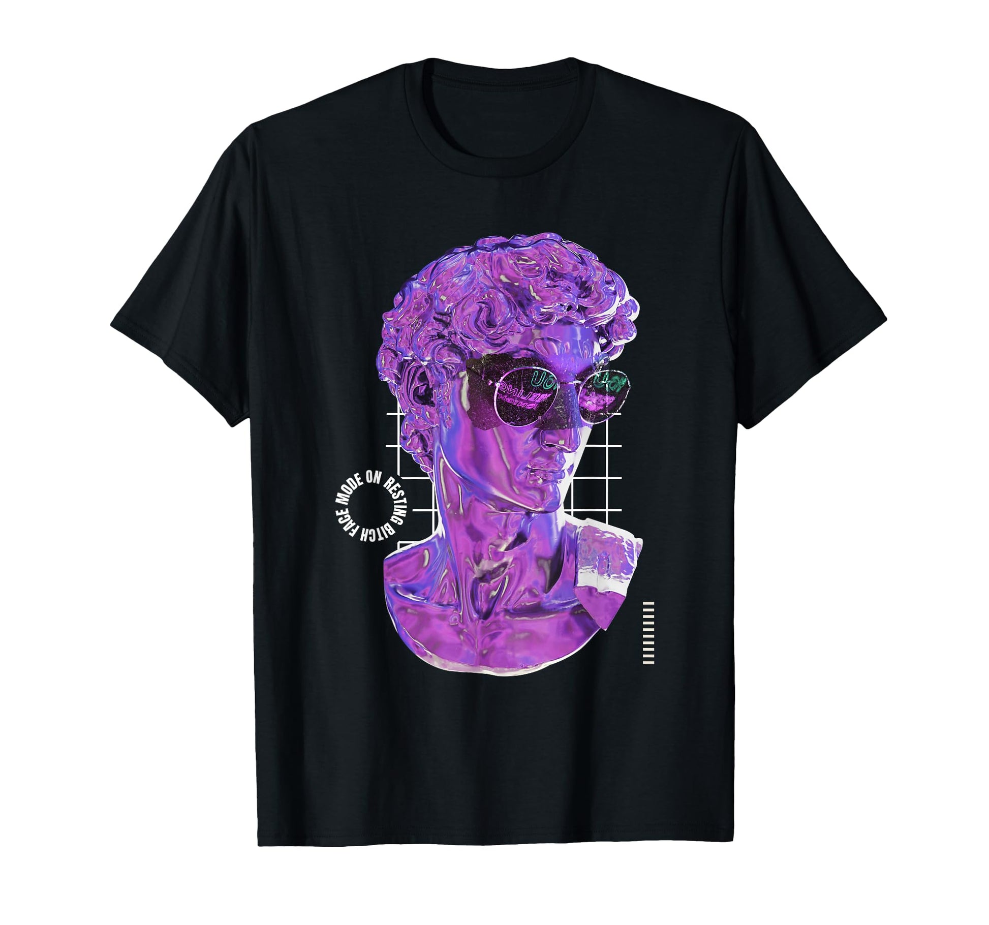 Resting Fierce Face Mode Vaporwave Statue T-Shirt - Unique Graphic Unisex - T-Shirt, Sweatshirt, Hoodie