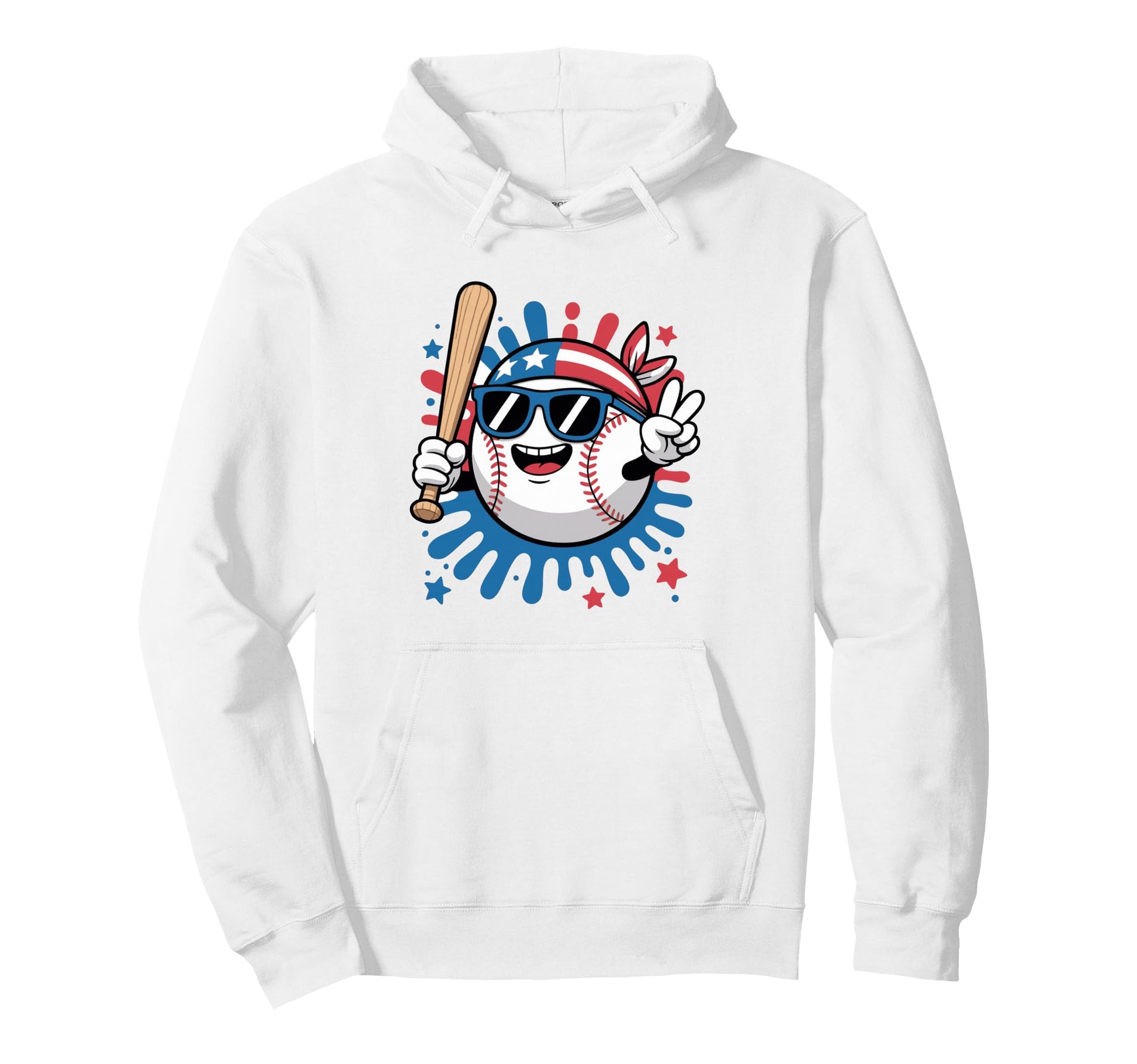 Baseball Drip American Usa Flag Hoodie - Casual Everyday Wear for Adults - T-Shirt, Sweatshirt, Hoodie