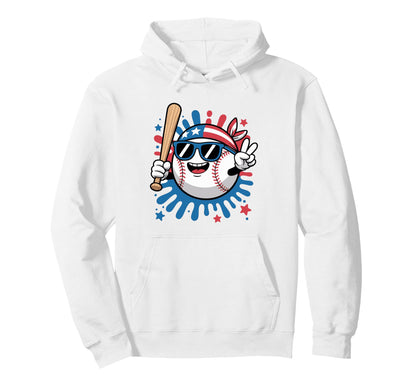 Baseball Drip American Usa Flag Hoodie - Casual Everyday Wear for Adults - T-Shirt, Sweatshirt, Hoodie
