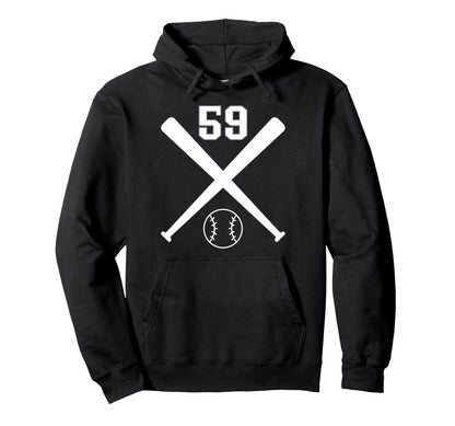 Baseball Softball Number 59 Hoodie - Fun Novelty Design Unisex - T-Shirt, Sweatshirt, Hoodie