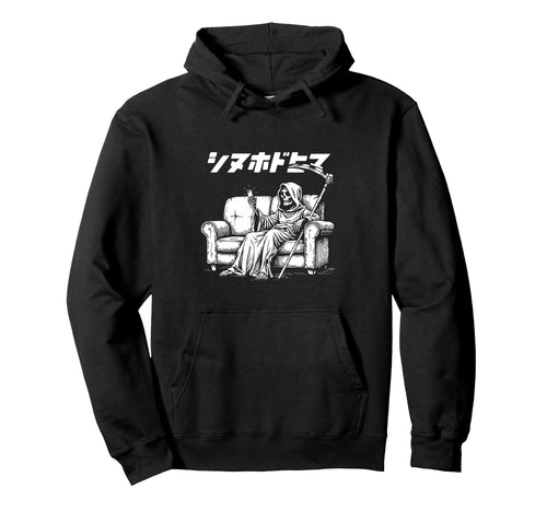 Bored Reaper Japanese Vaporwave Aesthetic Hoodie - Trendy Graphic Unisex - T-Shirt, Sweatshirt, Hoodie