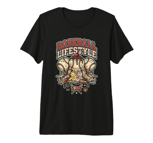 Baseball Ice Cream Sundae Melting T-Shirt - Trendy Graphic Men Women - T-Shirt, Sweatshirt, Hoodie