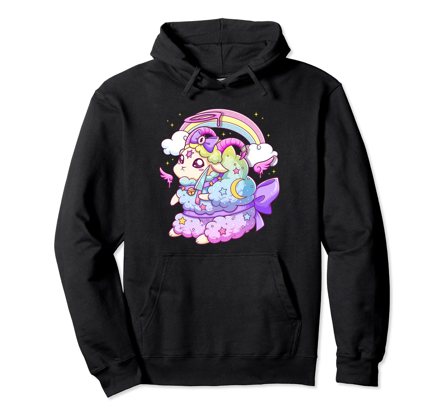 Kawaii Pastel Goth Creepy Rainbow Sheep Hoodie - Trendy Graphic Men Women - T-Shirt, Sweatshirt, Hoodie