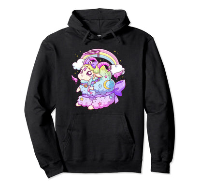 Kawaii Pastel Goth Creepy Rainbow Sheep Hoodie - Trendy Graphic Men Women - T-Shirt, Sweatshirt, Hoodie
