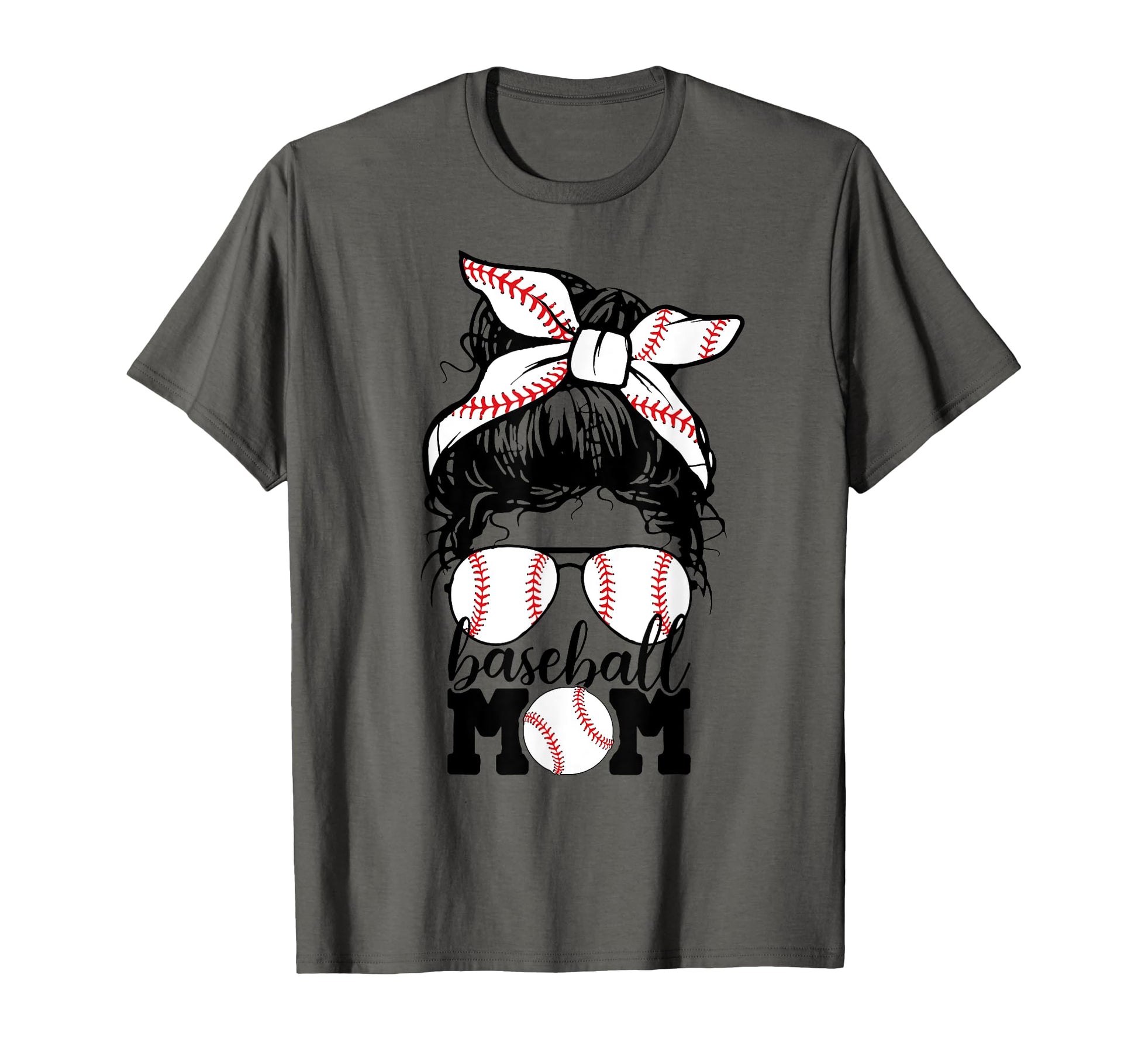 Mom Life Baseball Mom Messy Bun T-Shirt - Minimalist Print Men Women - T-Shirt, Sweatshirt, Hoodie