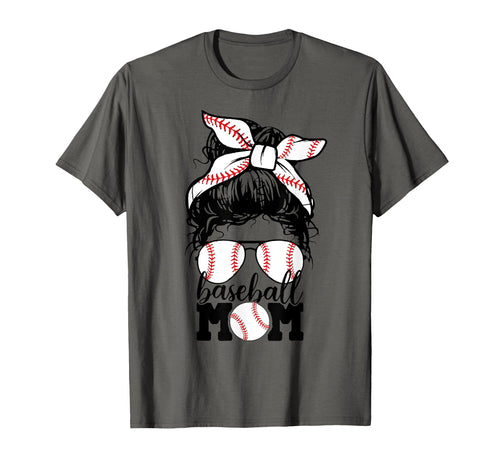 Mom Life Baseball Mom Messy Bun T-Shirt - Minimalist Print Men Women - T-Shirt, Sweatshirt, Hoodie