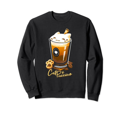 Cat Boho Puccino Funny Coffee Cat Sweatshirt - Custom Art Print for Adults - T-Shirt, Sweatshirt, Hoodie