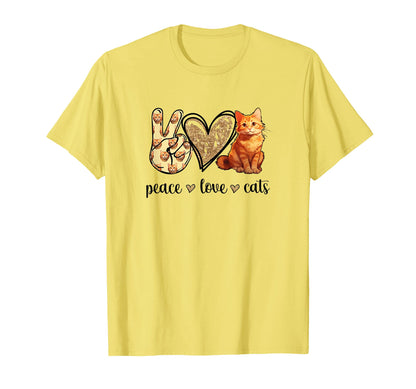 Womens Peace Love Orange Tabby Cat Lover T-Shirt - Trendy Graphic Unisex - T-Shirt, Sweatshirt, Hoodie