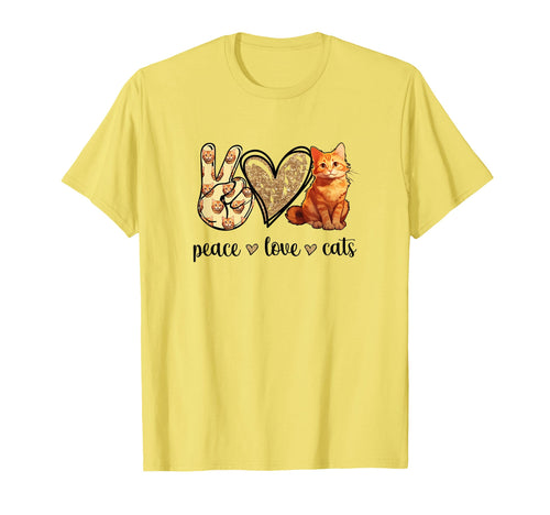 Womens Peace Love Orange Tabby Cat Lover T-Shirt - Trendy Graphic Unisex - T-Shirt, Sweatshirt, Hoodie