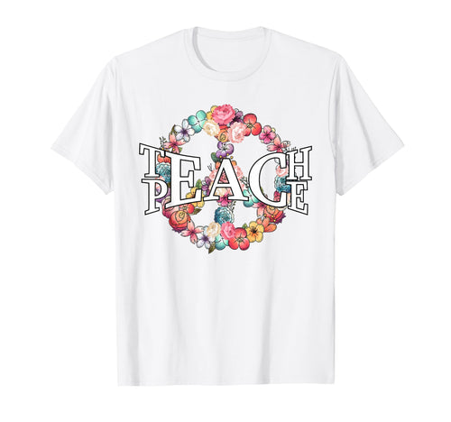 Hippie Teach Peace Flower T-Shirt - Unique Graphic Men Women - T-Shirt, Sweatshirt, Hoodie