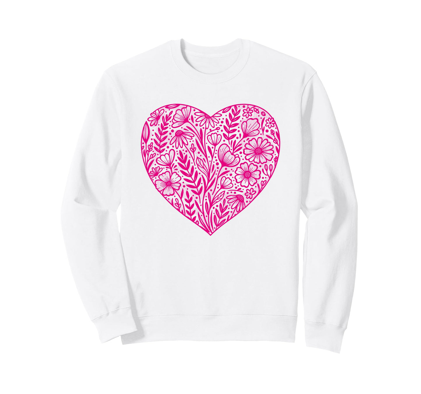 Boho Wildflowers Watercolor Heart Sweatshirt - Trendy Graphic for Adults - T-Shirt, Sweatshirt, Hoodie
