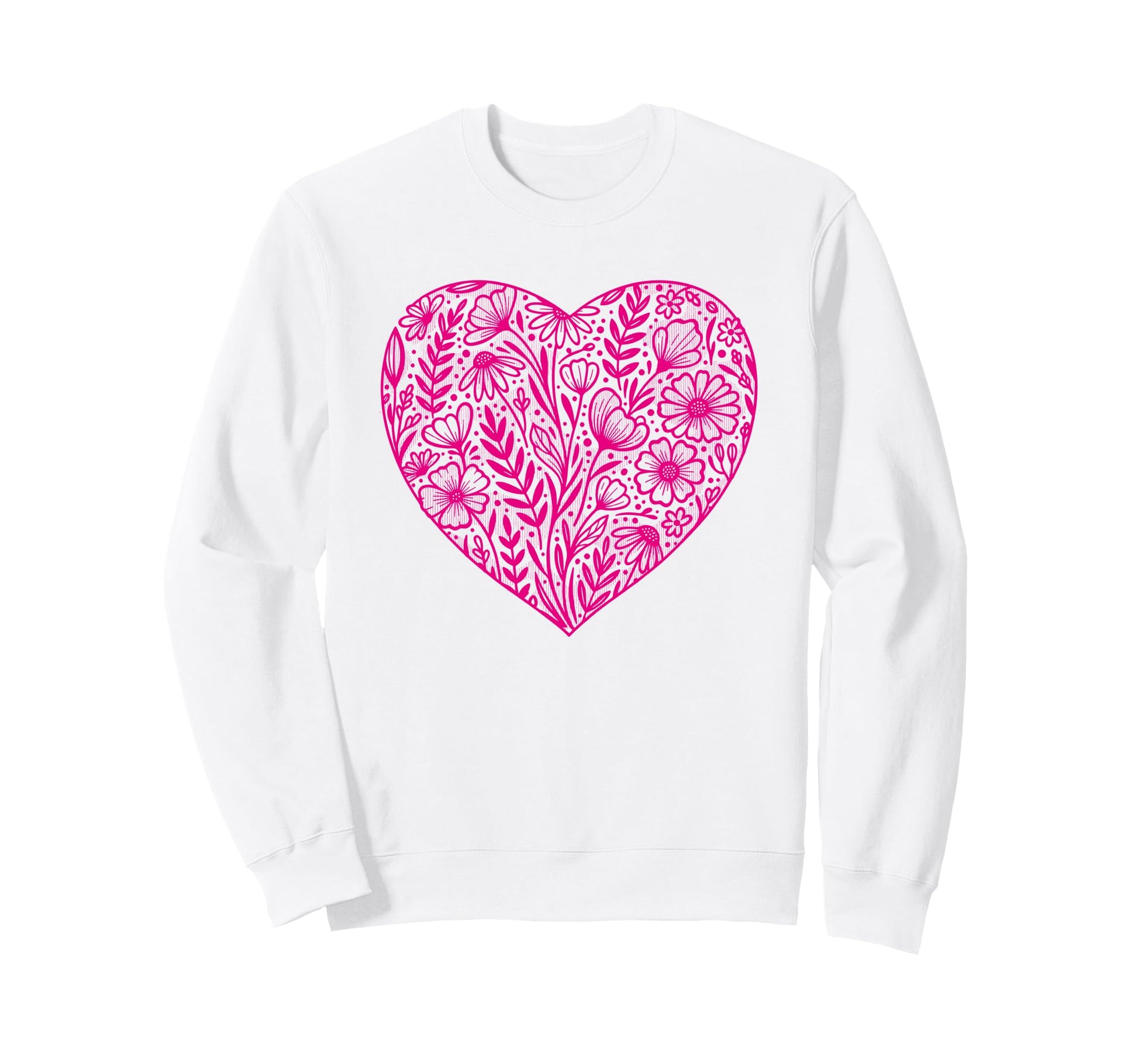 Boho Wildflowers Watercolor Heart Sweatshirt - Trendy Graphic for Adults - T-Shirt, Sweatshirt, Hoodie
