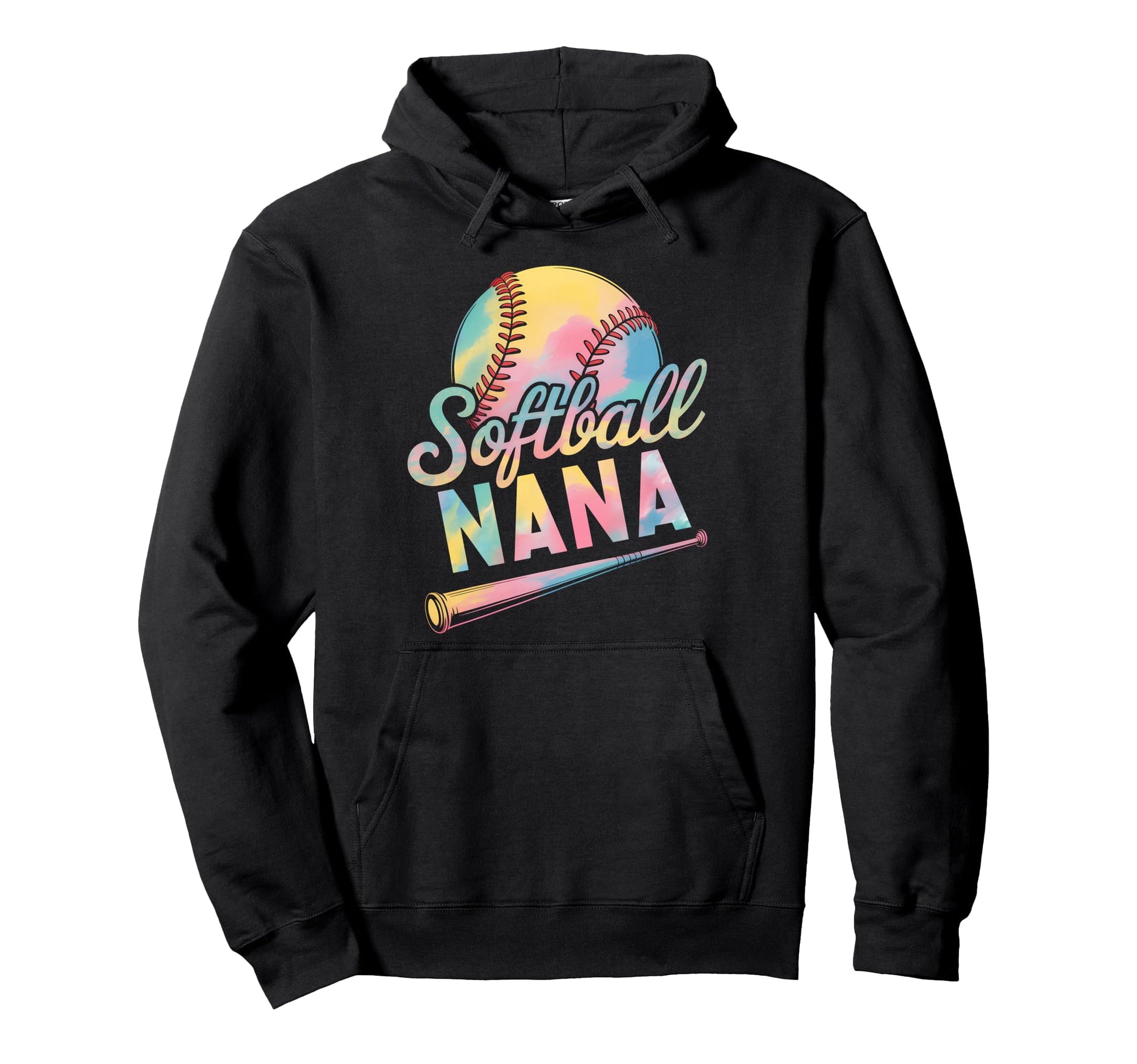 Softball Nana Tie Dye Grandma Mothers Hoodie - Minimalist Print Men Women - T-Shirt, Sweatshirt, Hoodie