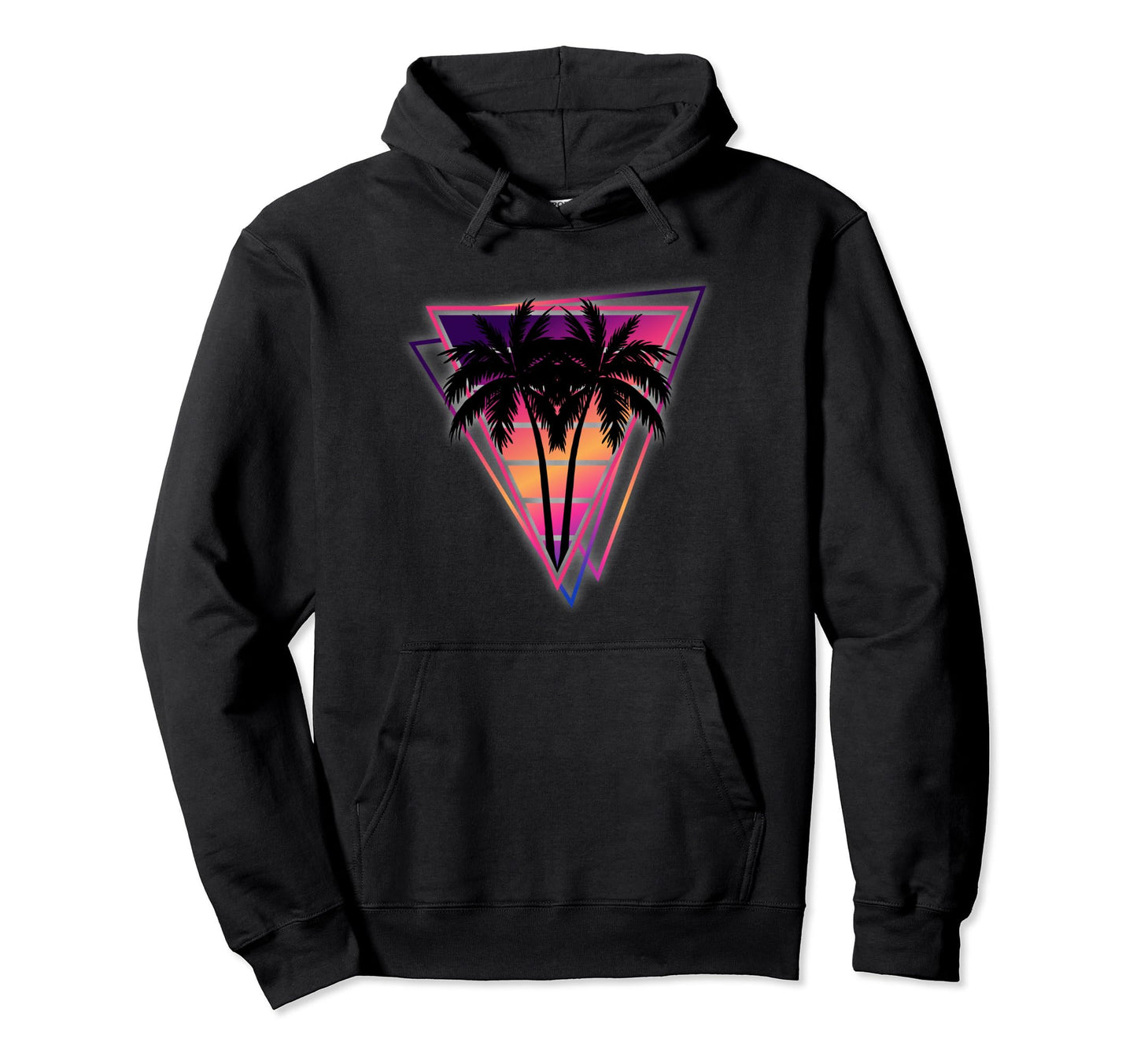 Synthwave Vaporwave Triangle Palm Hoodie - Minimalist Print for Adults - T-Shirt, Sweatshirt, Hoodie