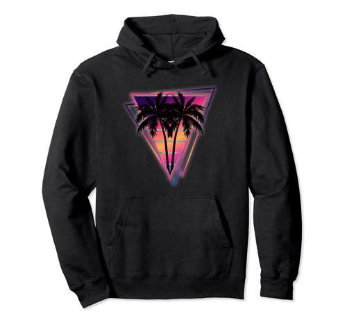 Synthwave Vaporwave Triangle Palm Hoodie - Minimalist Print for Adults - T-Shirt, Sweatshirt, Hoodie
