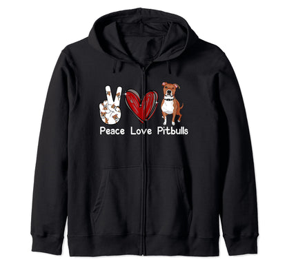 Peace Love Pitbulls Dog Dogs Pet T-Shirt - Casual Everyday Wear Unisex - T-Shirt, Sweatshirt, Hoodie