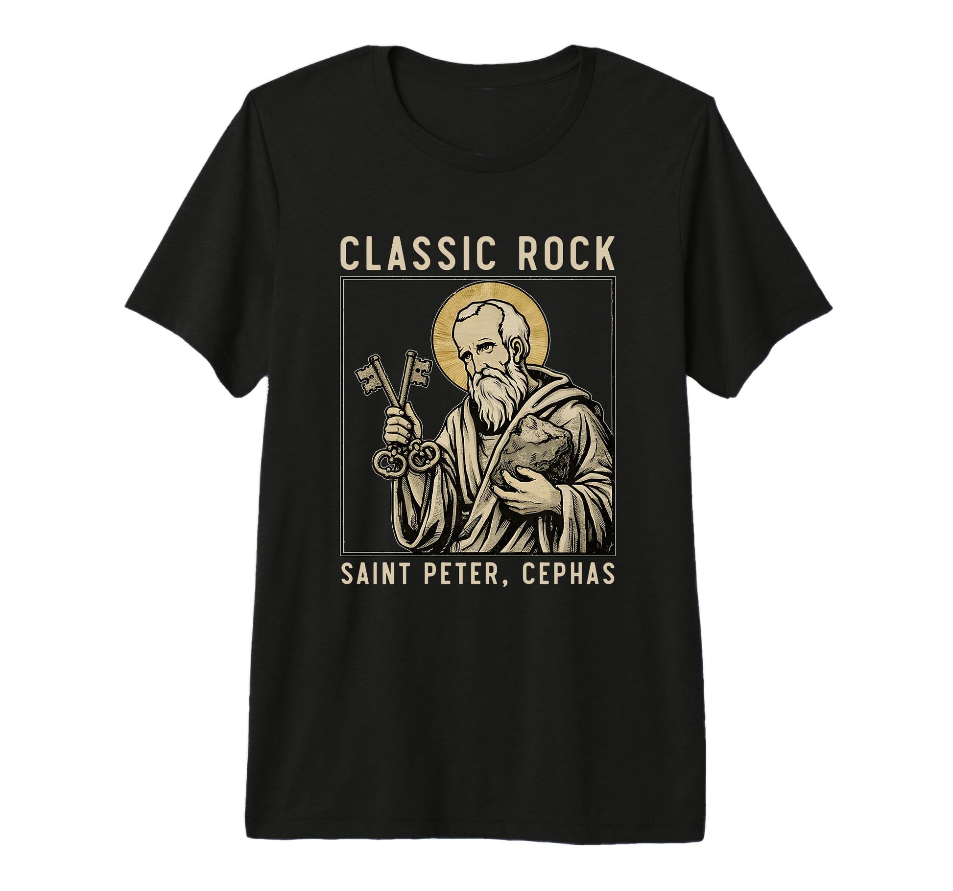 Saint Peter Rock Catholic Vibe Petros T-Shirt - Unique Graphic for Adults - T-Shirt, Sweatshirt, Hoodie