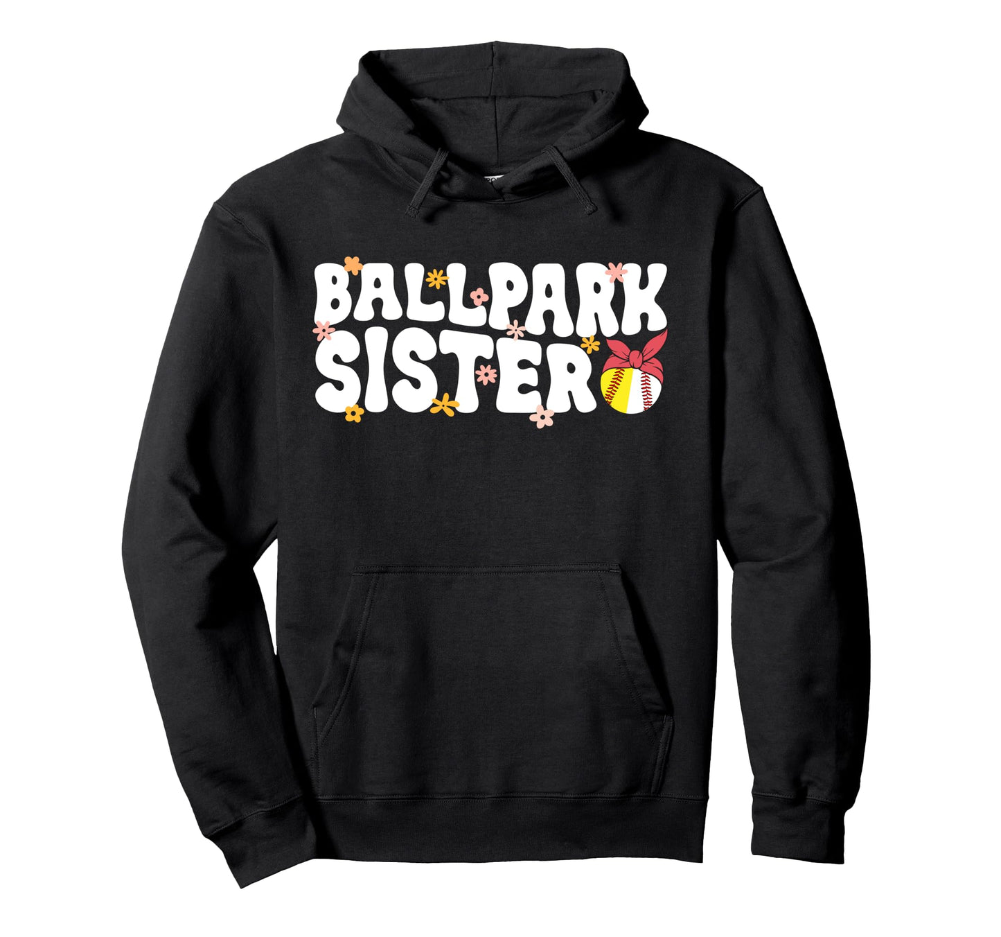 Ballpark Sister Groovy Softball Hoodie - Aesthetic Graphic for Adults - T-Shirt, Sweatshirt, Hoodie