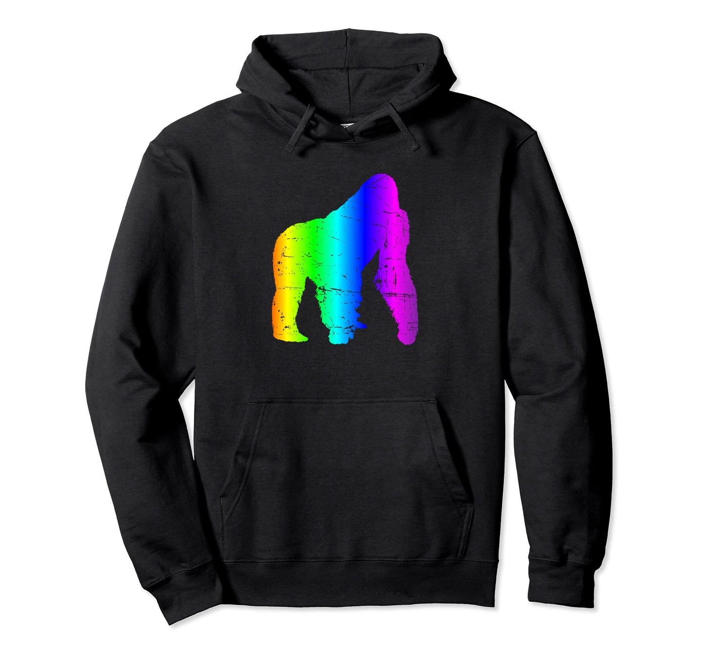 Rainbow Gorilla Silhouette Art Hoodie - Streetwear Style Unisex - T-Shirt, Sweatshirt, Hoodie